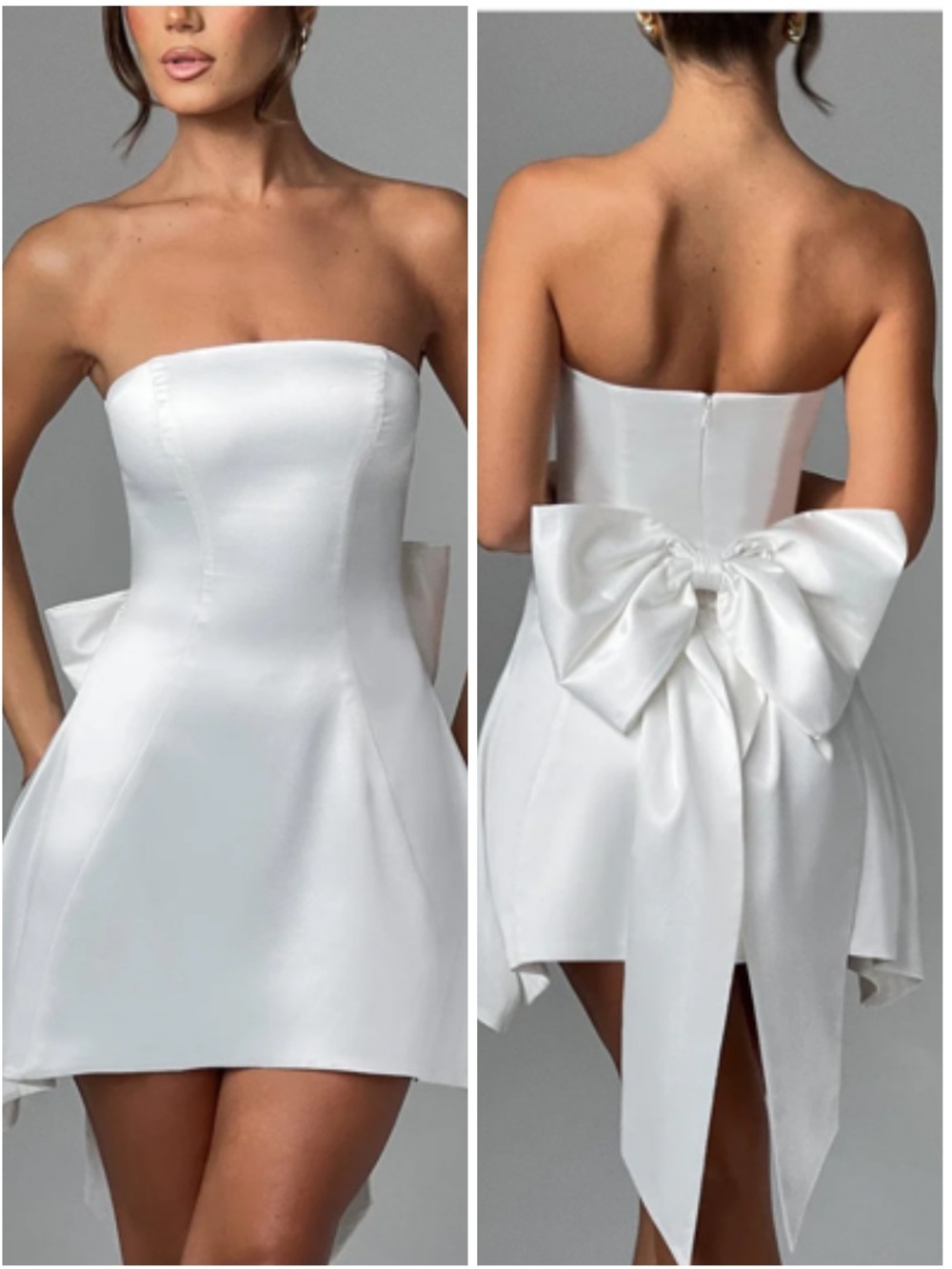 Babyboo Freja Mini Satin Dress Sleeveless Big Bow Color Ivory Size Medium